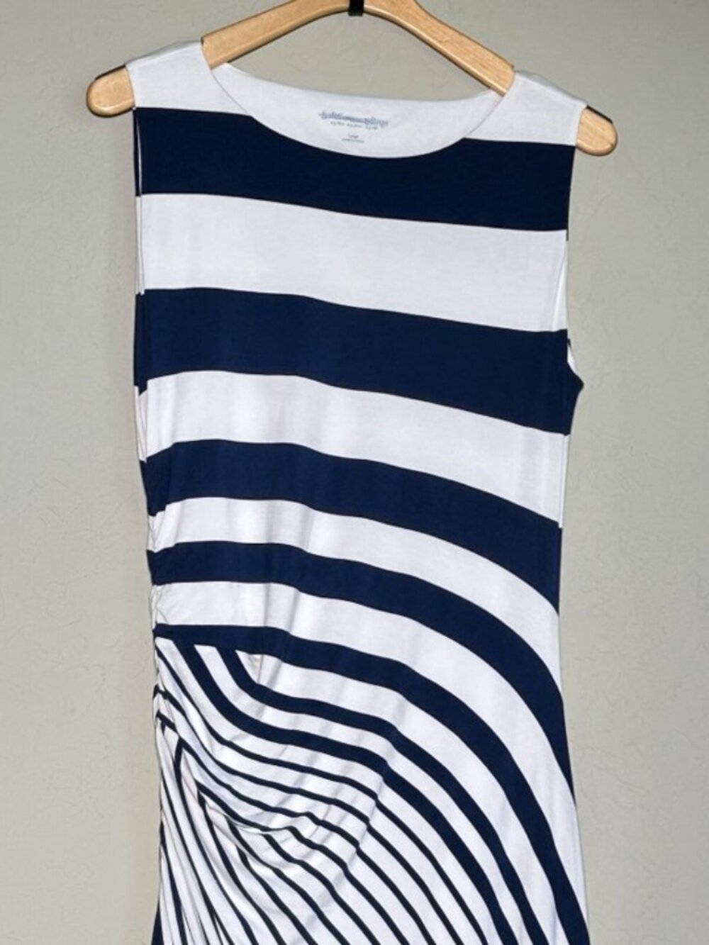 Soft Surroundings Vela Infinity Maxi Dress Navy Striped Sleeveless Coastal Sz L - Picture 5 of 13